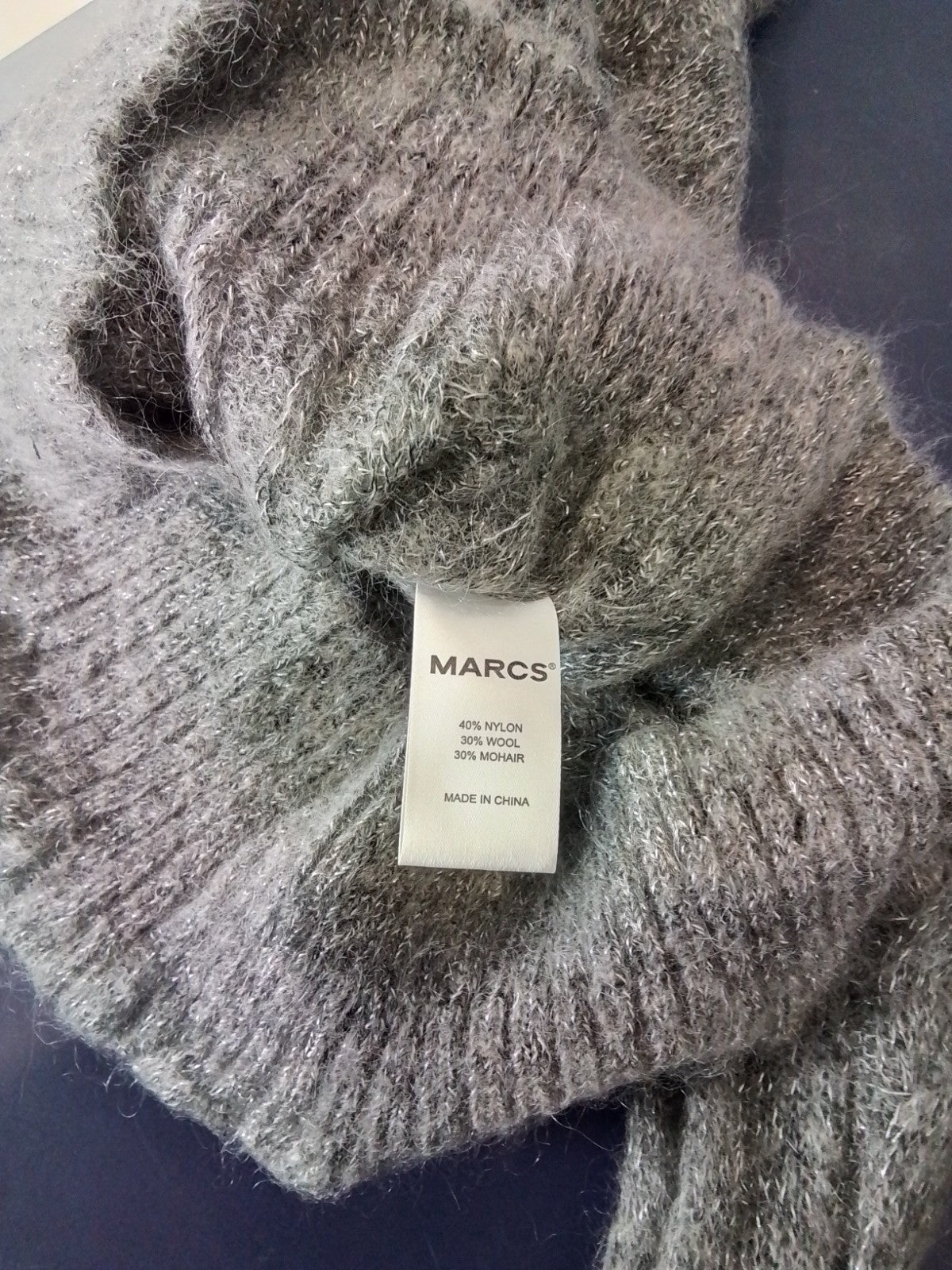 NEW Marcs Grey Shimmer Cable Knit Wool Jumper Size S