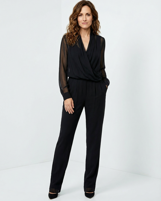 Anthea Crawford Silk & Jersey Jumpsuit Size 10