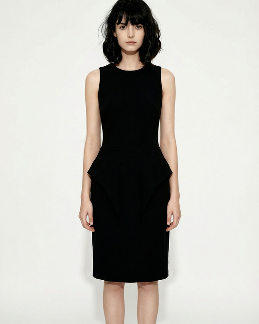 Saba Black Peplum Shift Dress Size 10