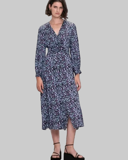 Veronika Maine Blue & Magenta Midi Dress Size 18 New+Tags