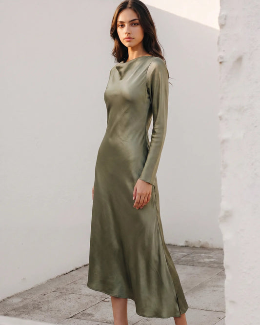 Bec & Bridge Green Satin Midi Dress Size 10