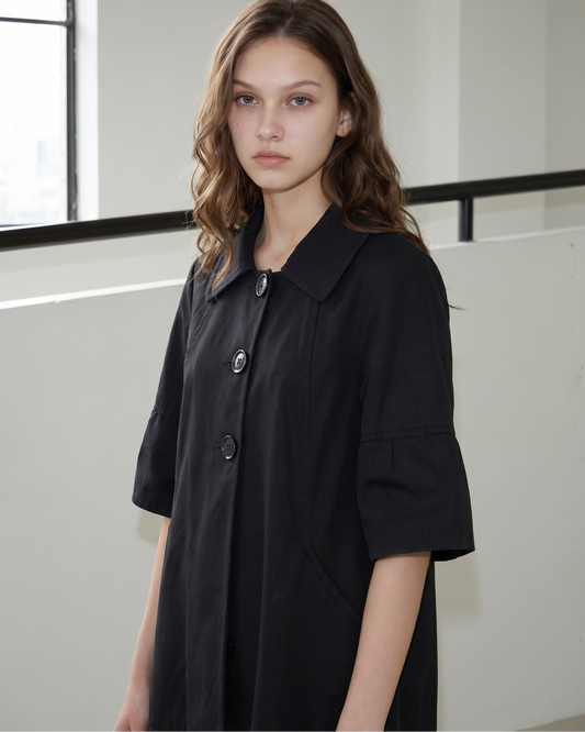 Cue Black Cotton Coat Size 10