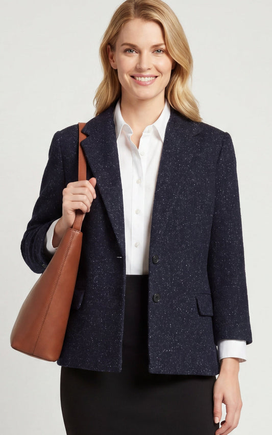 Witchery Blue Tweed Blazer Size 12