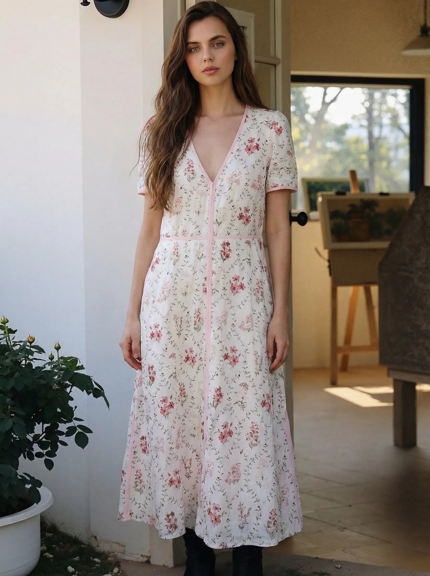 Forever New Linen Blend Midi Dress Size 14