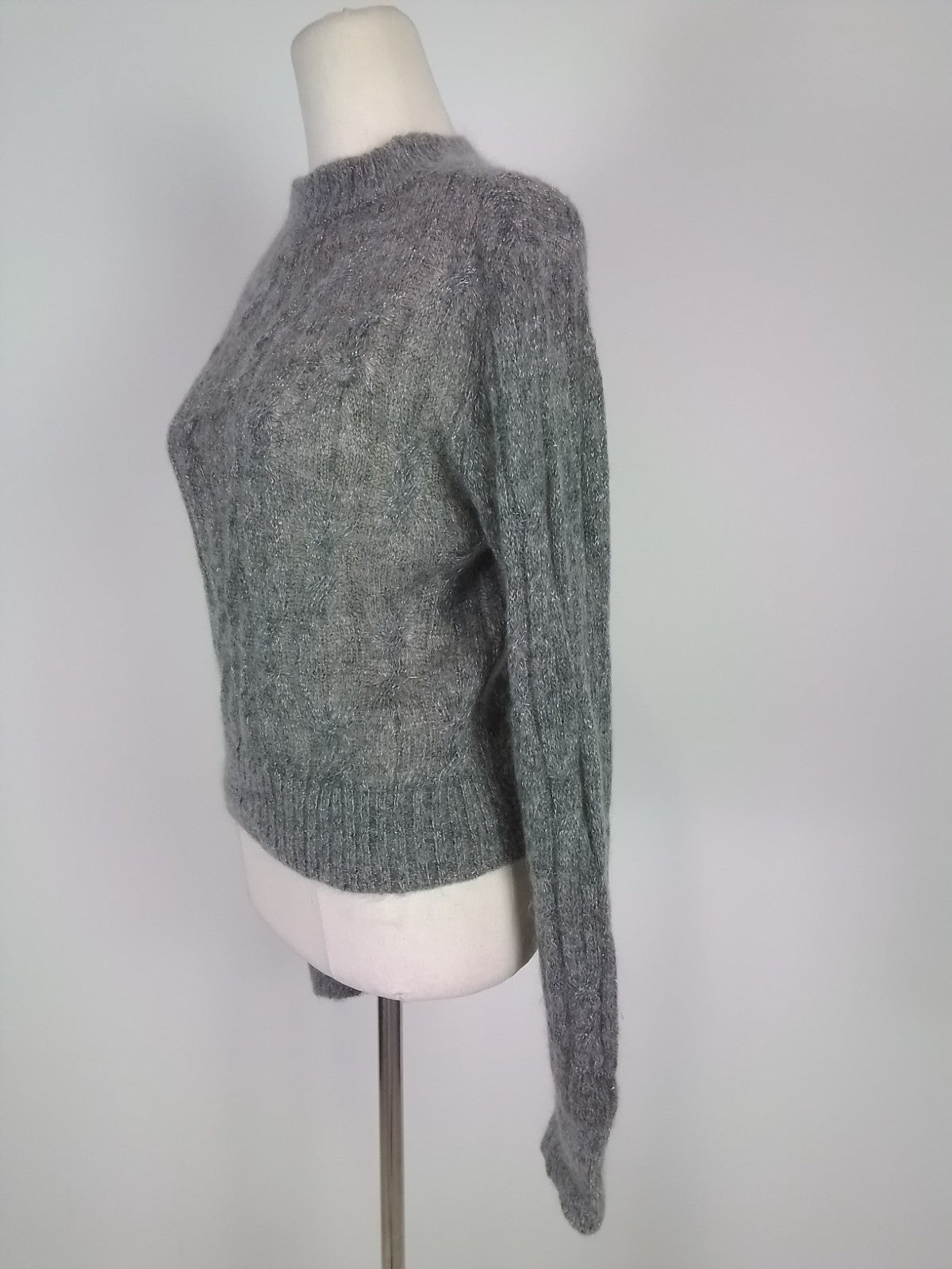NEW Marcs Grey Shimmer Cable Knit Wool Jumper Size S