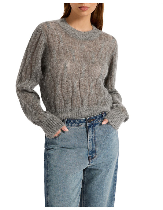 NEW Marcs Grey Shimmer Cable Knit Wool Jumper Size S