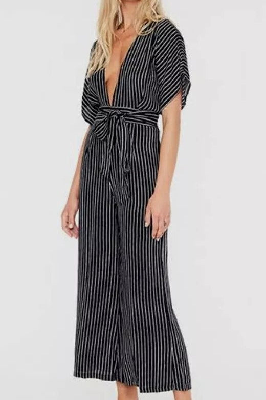 Faithfull Blue Striped Jumpsuit Size 10 NEW