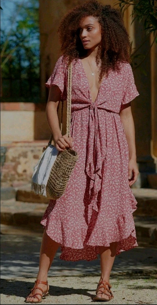 Kivari Terracotta Midi Dress Size 6/8 (xxs)