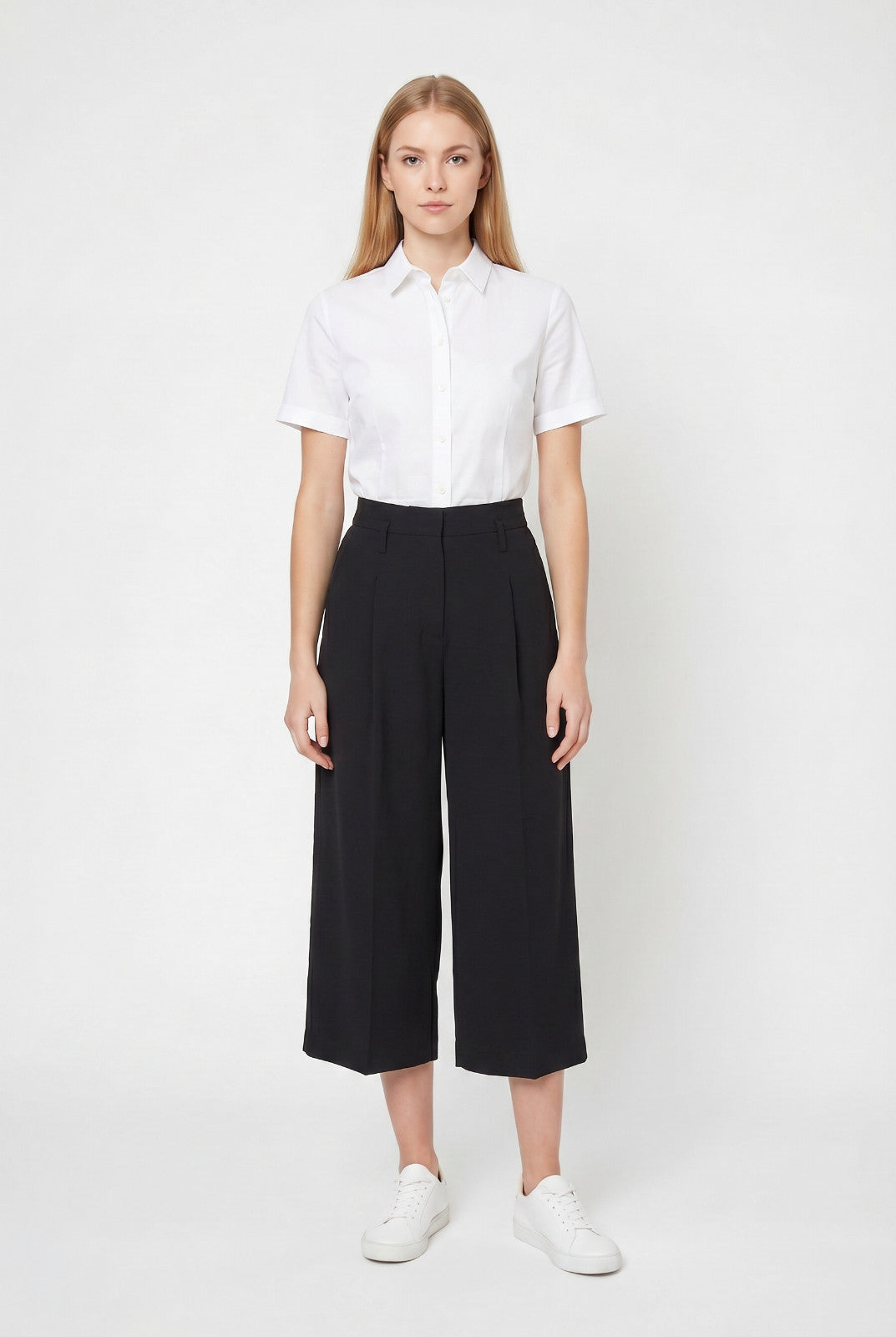 Veronika Maine by Cue Black Wide Leg Cropped Pants 10