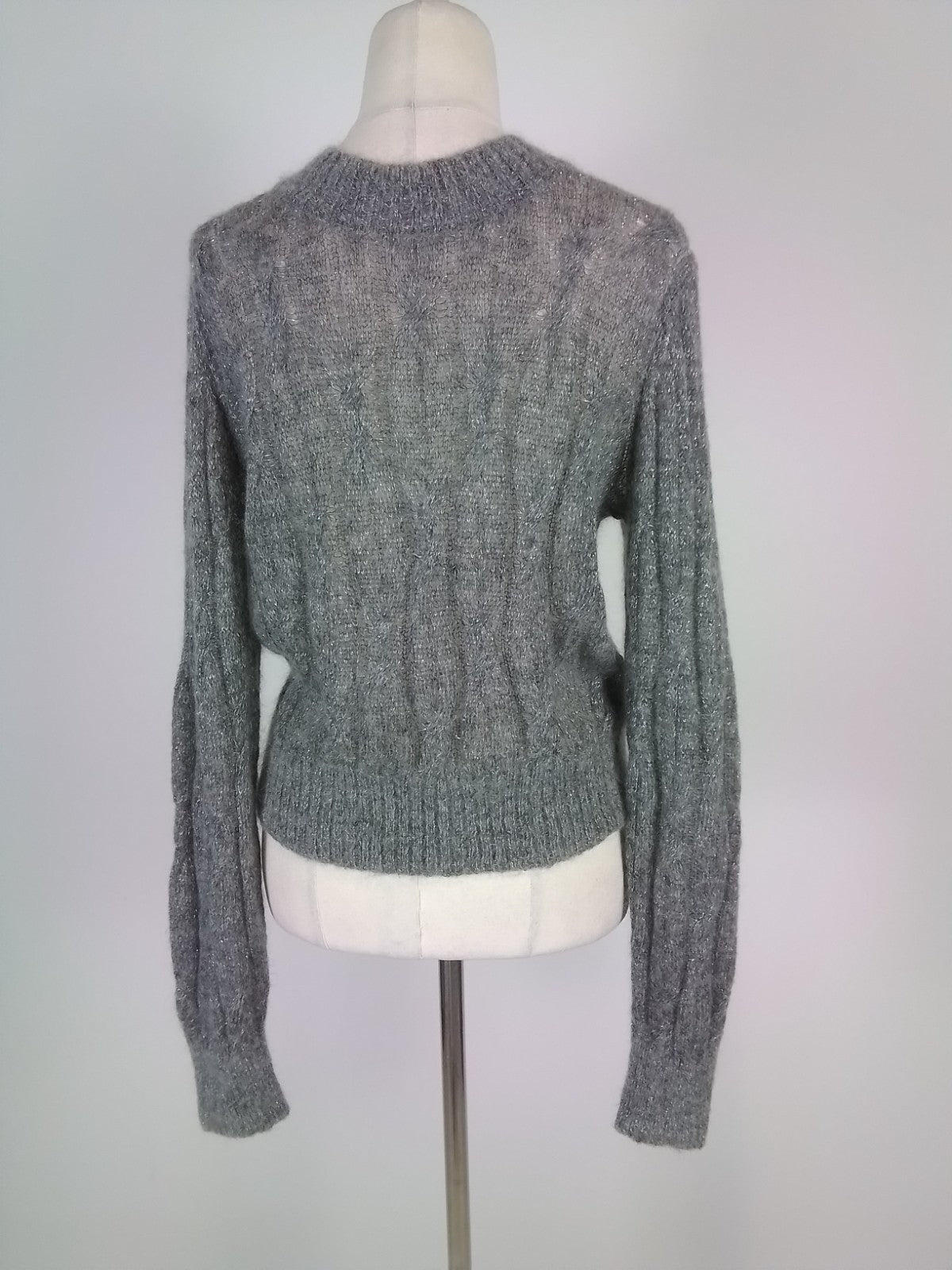 NEW Marcs Grey Shimmer Cable Knit Wool Jumper Size S