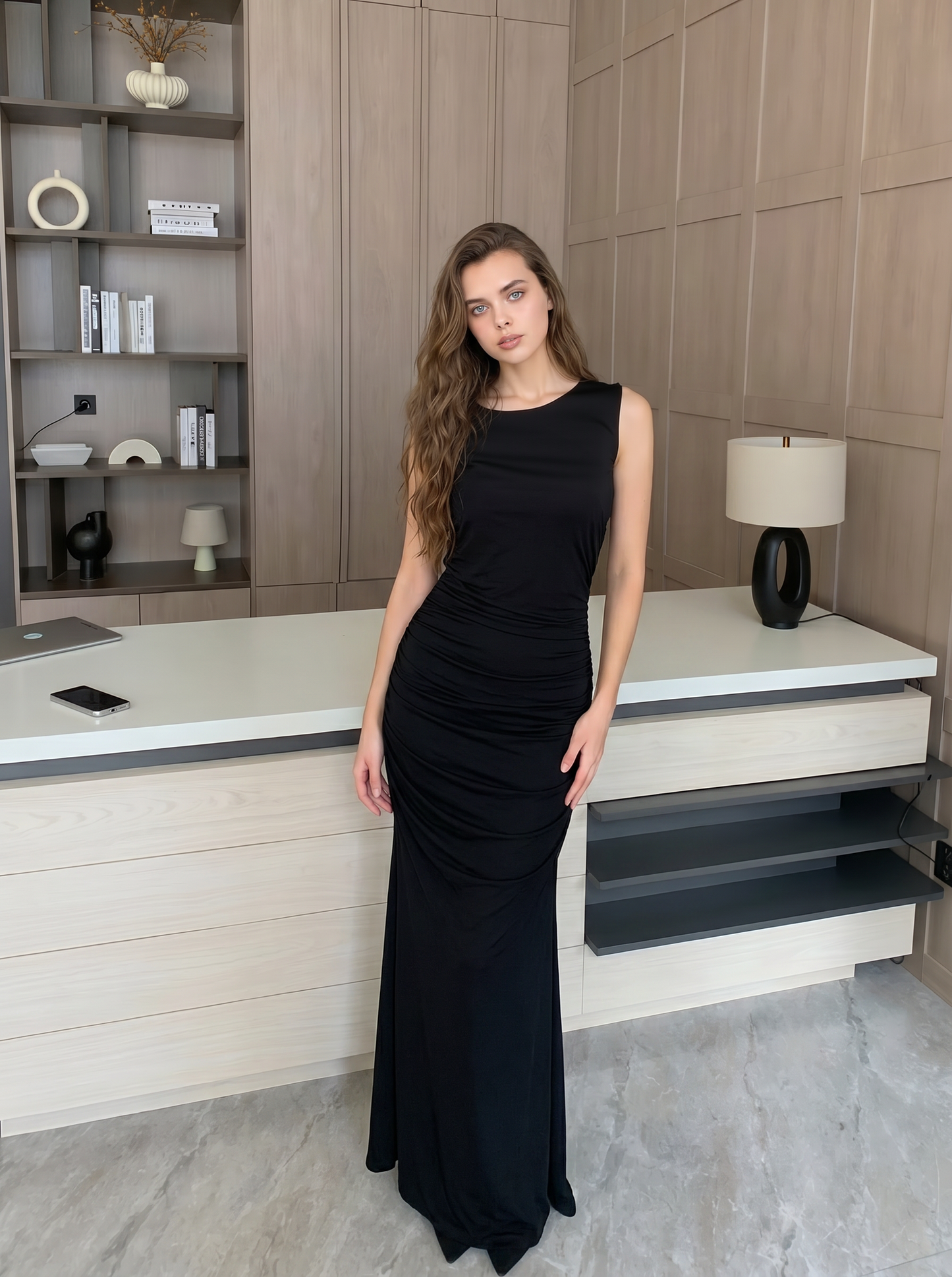 Witchery Black Gathered Dress Size 14/XL